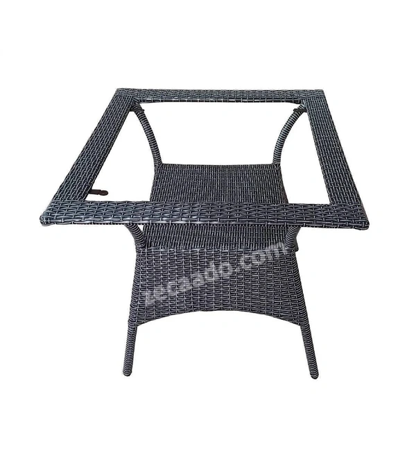 Zecado Enigma 4 Seater Patio Set with Square Coffee Table in Black & White Corduroy Finish - Black & White