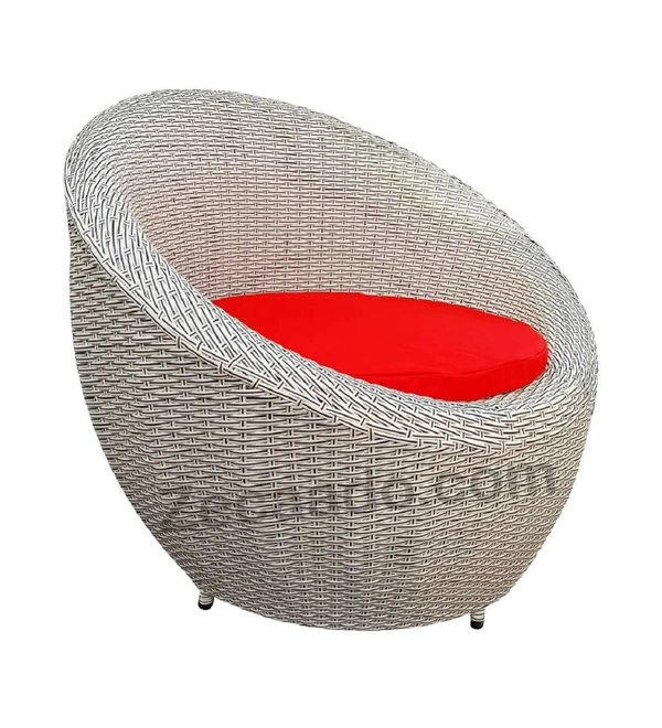 Zecado Fortune 2 Outdoor Patio Chairs in White Black Corduroy Finish with Red Cushions - White Black, Red