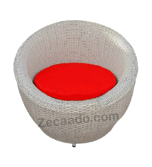 Zecado Fortune 2 Outdoor Patio Chairs in White Black Corduroy Finish with Red Cushions - White Black, Red