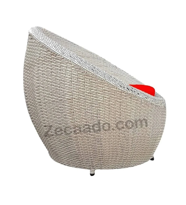 Zecado Fortune 2 Outdoor Patio Chairs in White Black Corduroy Finish with Red Cushions - White Black, Red