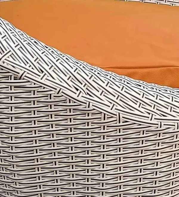 Zecado Fortune 2 Outdoor Patio Chairs in White Black Corduroy Finish with Orange Cushions - White Black, Orange