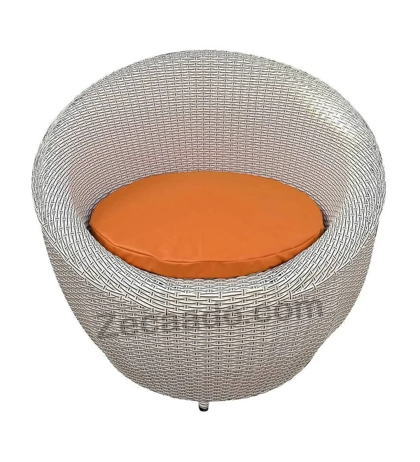 Zecado Fortune 2 Outdoor Patio Chairs in White Black Corduroy Finish with Orange Cushions - White Black, Orange