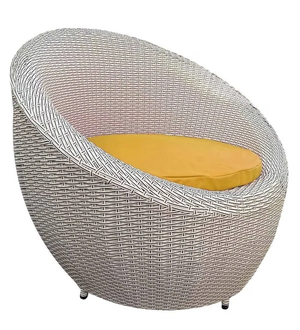 Zecado Fortune 2 Outdoor Patio Chairs in White Black Corduroy Finish with Yellow Cushions - White Black, Yellow