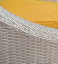 Zecado Fortune 2 Outdoor Patio Chairs in White Black Corduroy Finish with Yellow Cushions - White Black, Yellow