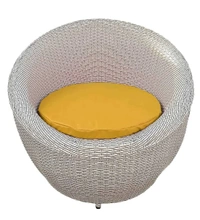 Zecado Fortune 2 Outdoor Patio Chairs in White Black Corduroy Finish with Yellow Cushions - White Black, Yellow