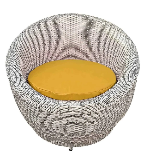 Zecado Fortune 2 Outdoor Patio Chairs in White Black Corduroy Finish with Yellow Cushions - White Black, Yellow