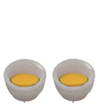 Zecado Fortune 2 Outdoor Patio Chairs in White Black Corduroy Finish with Yellow Cushions - White Black, Yellow