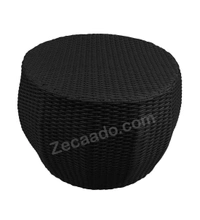 Zecado Fortune 2 Seater Outdoor Patio Set in Black Corduroy Finish with Red Cushion - Black, Red