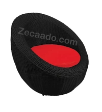 Zecado Fortune 2 Seater Outdoor Patio Set in Black Corduroy Finish with Red Cushion - Black, Red