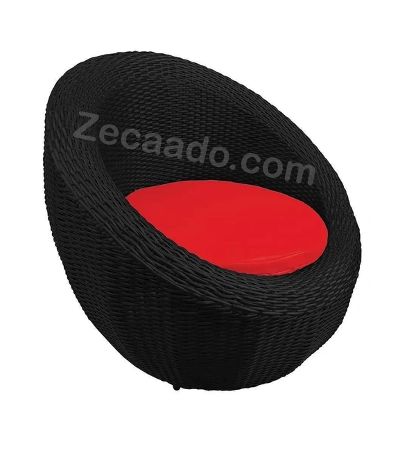 Zecado Fortune 2 Seater Outdoor Patio Set in Black Corduroy Finish with Red Cushion - Black, Red
