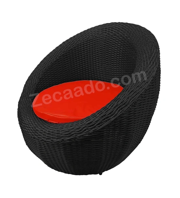 Zecado Fortune 2 Seater Outdoor Patio Set in Black Corduroy Finish with Red Cushion - Black, Red