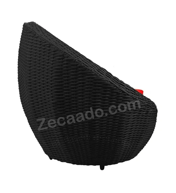 Zecado Fortune 2 Seater Outdoor Patio Set in Black Corduroy Finish with Red Cushion - Black, Red