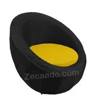 Zecado Fortune 2 Seater Outdoor Patio Set in Black Corduroy Finish with Yellow Cushion - Black, Yellow