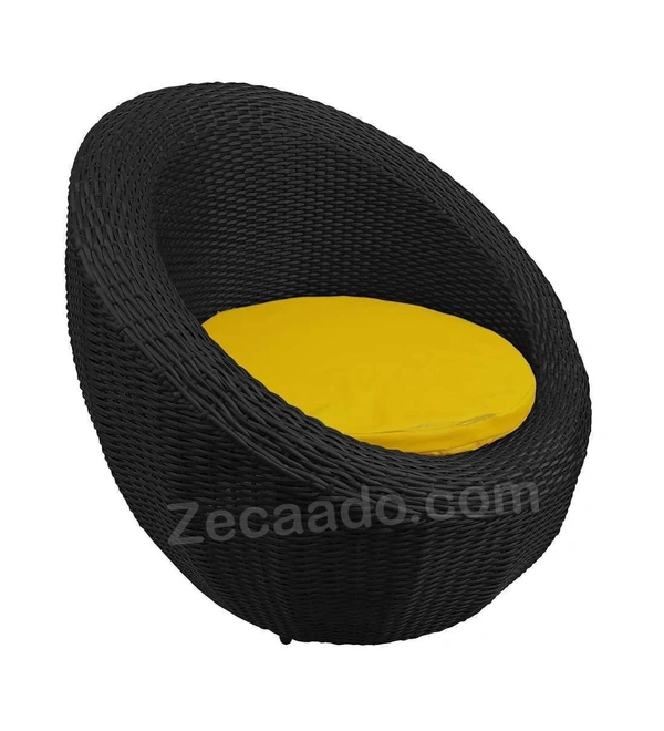 Zecado Fortune 2 Seater Outdoor Patio Set in Black Corduroy Finish with Yellow Cushion - Black, Yellow