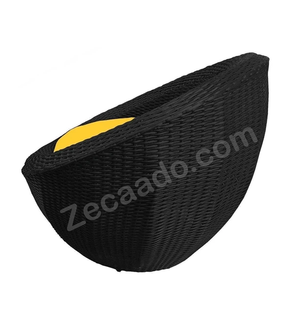 Zecado Fortune 2 Seater Outdoor Patio Set in Black Corduroy Finish with Yellow Cushion - Black, Yellow