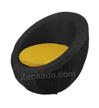 Zecado Fortune 2 Seater Outdoor Patio Set in Black Corduroy Finish with Yellow Cushion - Black, Yellow