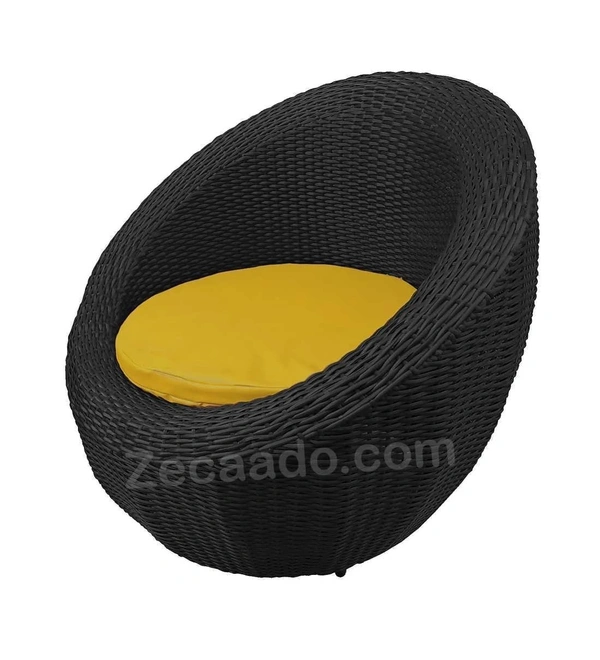 Zecado Fortune 2 Seater Outdoor Patio Set in Black Corduroy Finish with Yellow Cushion - Black, Yellow
