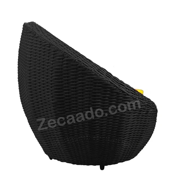Zecado Fortune 2 Seater Outdoor Patio Set in Black Corduroy Finish with Yellow Cushion - Black, Yellow