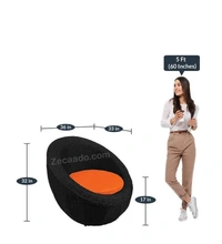 Zecado Fortune 4 Seater Outdoor Patio Set in Black Corduroy Finish with Orange Cushion - Black, Orange