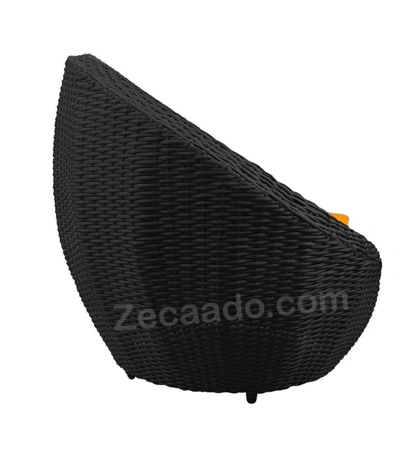 Zecado Fortune 4 Seater Outdoor Patio Set in Black Corduroy Finish with Orange Cushion - Black, Orange