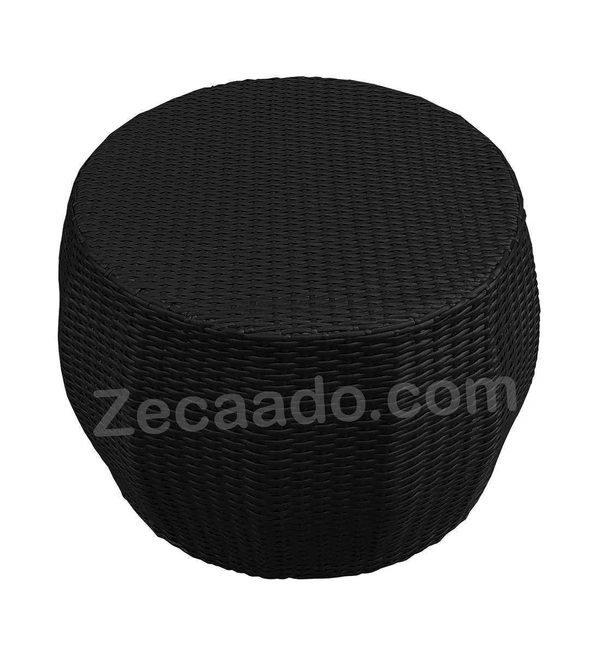 Zecado Fortune 2 Seater Outdoor Patio Set in Black Corduroy Finish with Blue Cushion - Black, Blue