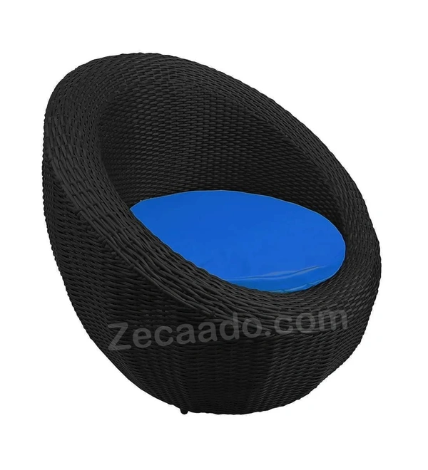 Zecado Fortune 2 Seater Outdoor Patio Set in Black Corduroy Finish with Blue Cushion - Black, Blue