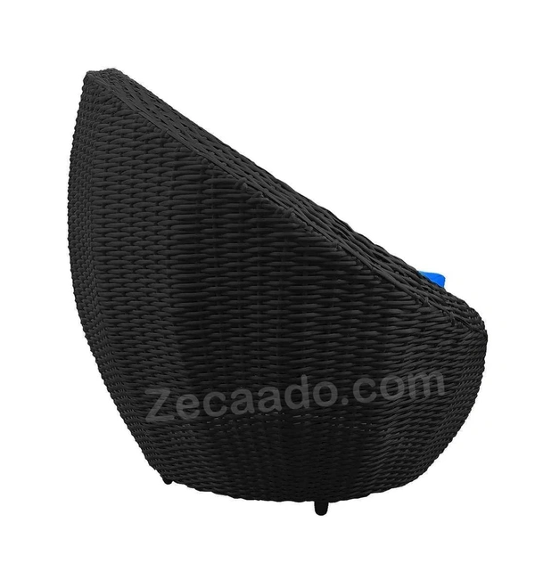 Zecado Fortune 2 Seater Outdoor Patio Set in Black Corduroy Finish with Blue Cushion - Black, Blue