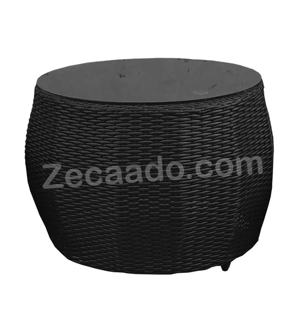 Zecado Fortune 2 Seater Outdoor Patio Set in Black Corduroy Finish with Blue Cushion - Black, Blue