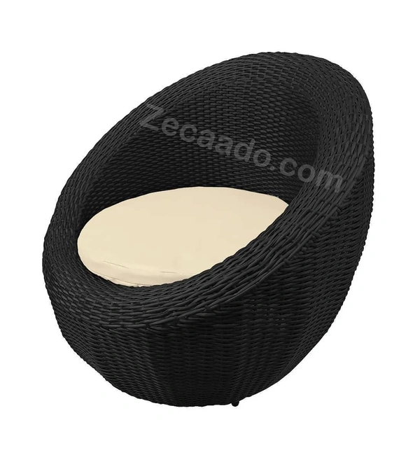 Zecado Fortune 2 Seater Outdoor Patio Set in Black Corduroy Finish with Cream Cushion - Black, Off-White