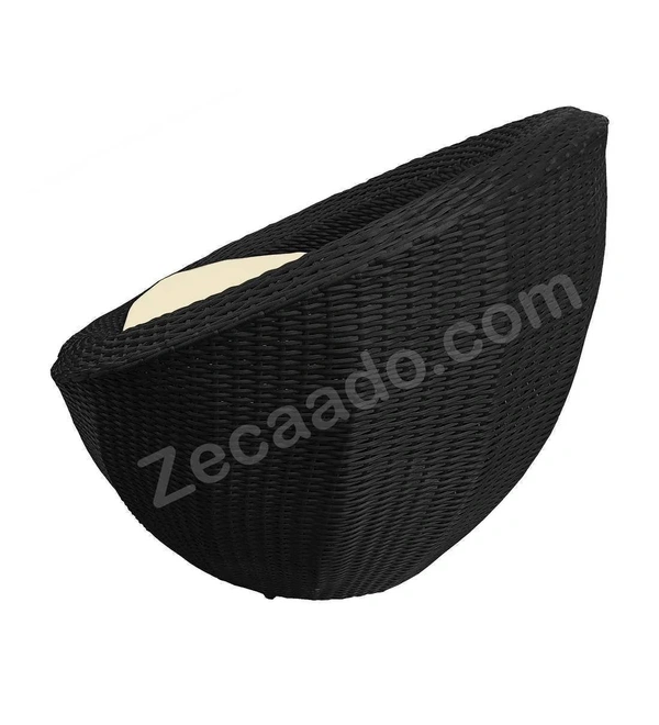 Zecado Fortune 2 Seater Outdoor Patio Set in Black Corduroy Finish with Cream Cushion - Black, Off-White