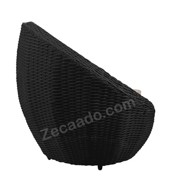 Zecado Fortune 2 Seater Outdoor Patio Set in Black Corduroy Finish with Cream Cushion - Black, Off-White