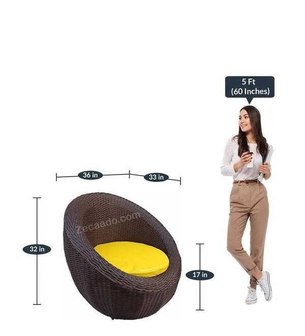 Zecado Fortune 2 Seater Outdoor Patio Set in Brown Corduroy Finish with Yellow Cushion - Brown, Yellow