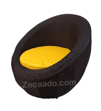 Zecado Fortune 2 Seater Outdoor Patio Set in Brown Corduroy Finish with Yellow Cushion - Brown, Yellow