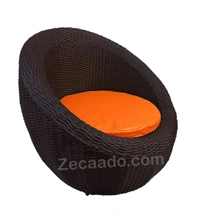 Zecado Fortune 4 Seater Outdoor Patio Set in Brown Corduroy Finish with Orange Cushion - Brown, Orange