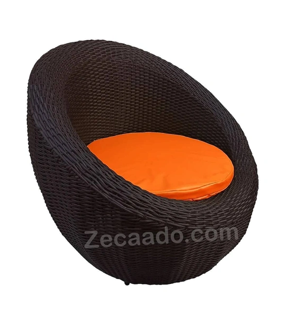 Zecado Fortune 4 Seater Outdoor Patio Set in Brown Corduroy Finish with Orange Cushion - Brown, Orange