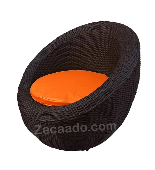 Zecado Fortune 4 Seater Outdoor Patio Set in Brown Corduroy Finish with Orange Cushion - Brown, Orange