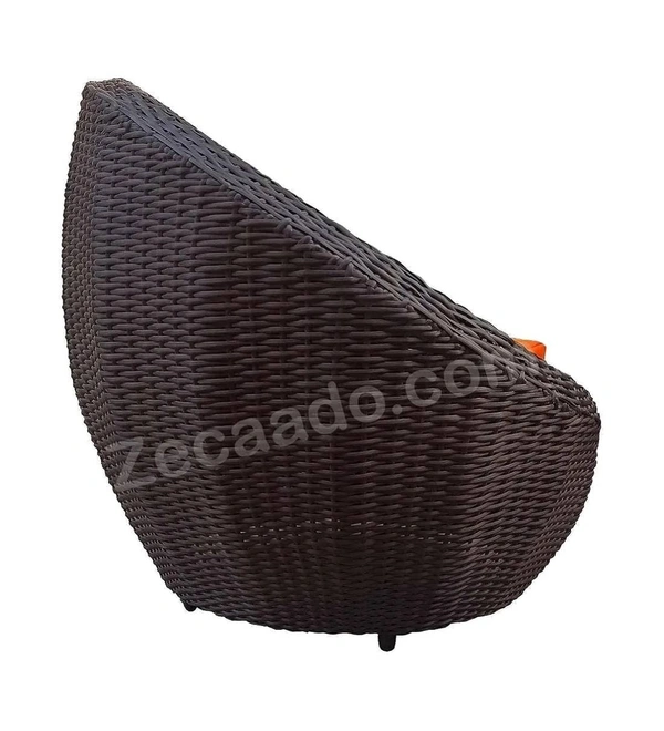 Zecado Fortune 4 Seater Outdoor Patio Set in Brown Corduroy Finish with Orange Cushion - Brown, Orange