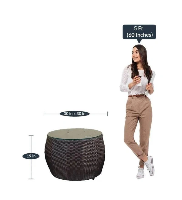 Zecado Fortune 2 Seater Outdoor Patio Set in Brown Corduroy Finish with Cream Cushion - Brown, Off-White