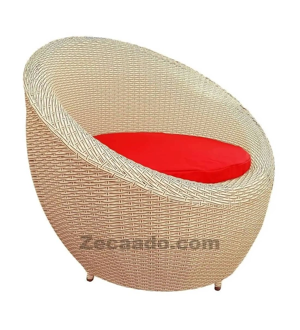 Zecado Fortune 2 Seater Outdoor Patio Set in Fawn & Black Corduroy Finish with Red Cushion - Fawn & Black, Red