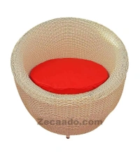 Zecado Fortune 2 Seater Outdoor Patio Set in Fawn & Black Corduroy Finish with Red Cushion - Fawn & Black, Red