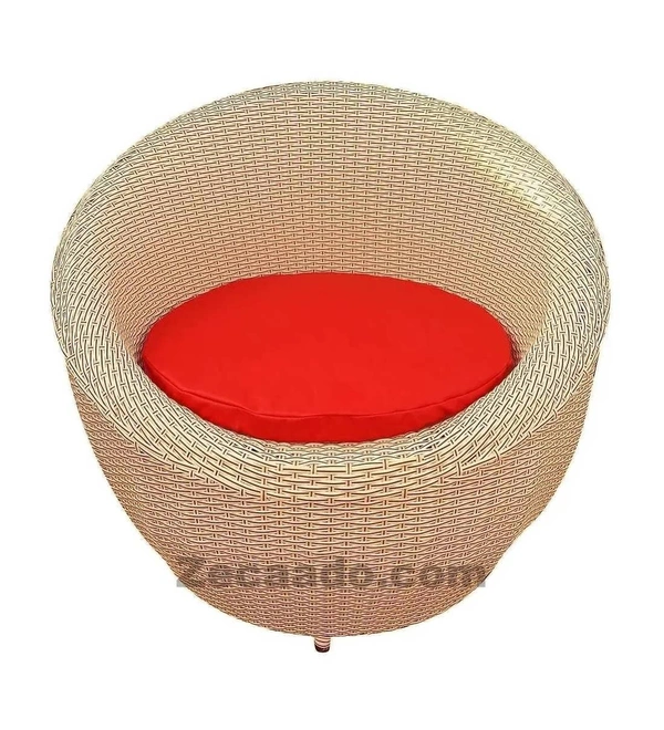 Zecado Fortune 2 Seater Outdoor Patio Set in Fawn & Black Corduroy Finish with Red Cushion - Fawn & Black, Red