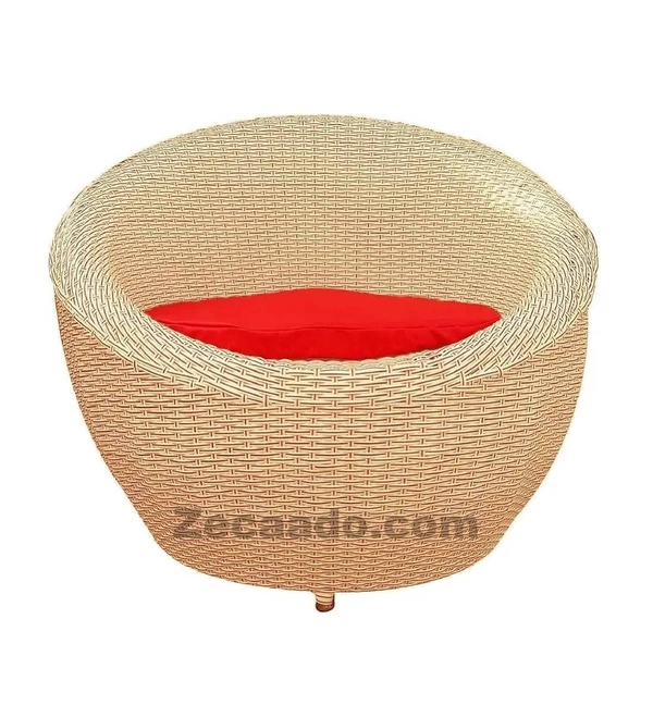 Zecado Fortune 2 Seater Outdoor Patio Set in Fawn & Black Corduroy Finish with Red Cushion - Fawn & Black, Red