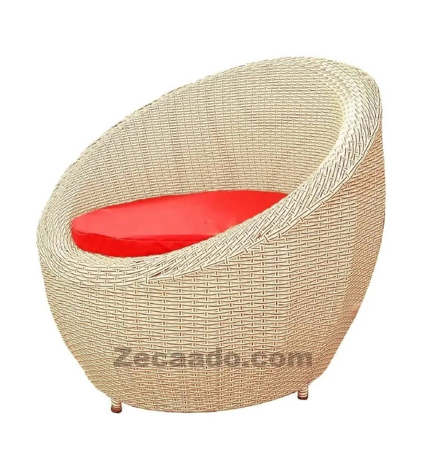 Zecado Fortune 2 Seater Outdoor Patio Set in Fawn & Black Corduroy Finish with Red Cushion - Fawn & Black, Red