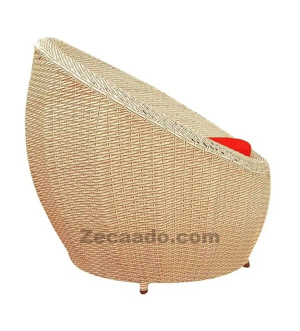 Zecado Fortune 2 Seater Outdoor Patio Set in Fawn & Black Corduroy Finish with Red Cushion - Fawn & Black, Red