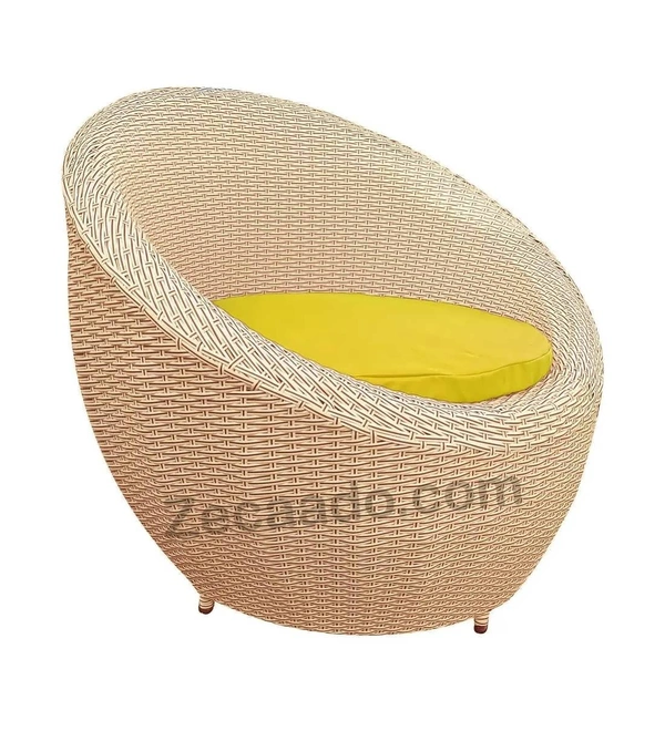 Zecado Fortune 2 Seater Outdoor Patio Set in Fawn & Black Corduroy Finish with Yellow Cushion - Fawn & Black, Yellow