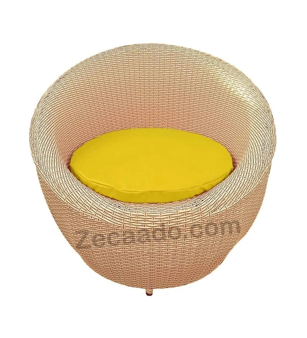 Zecado Fortune 2 Seater Outdoor Patio Set in Fawn & Black Corduroy Finish with Yellow Cushion - Fawn & Black, Yellow