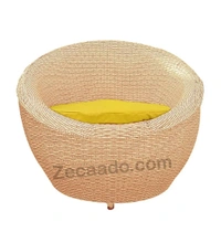 Zecado Fortune 2 Seater Outdoor Patio Set in Fawn & Black Corduroy Finish with Yellow Cushion - Fawn & Black, Yellow