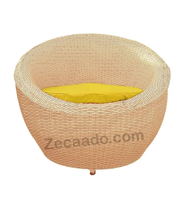 Zecado Fortune 2 Seater Outdoor Patio Set in Fawn & Black Corduroy Finish with Yellow Cushion - Fawn & Black, Yellow