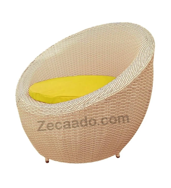Zecado Fortune 2 Seater Outdoor Patio Set in Fawn & Black Corduroy Finish with Yellow Cushion - Fawn & Black, Yellow