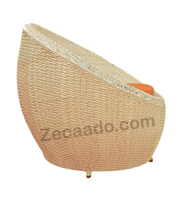 Zecado Fortune 4 Seater Outdoor Patio Set in Fawn & Black Corduroy Finish with Orange Cushion - Fawn & Black Orange